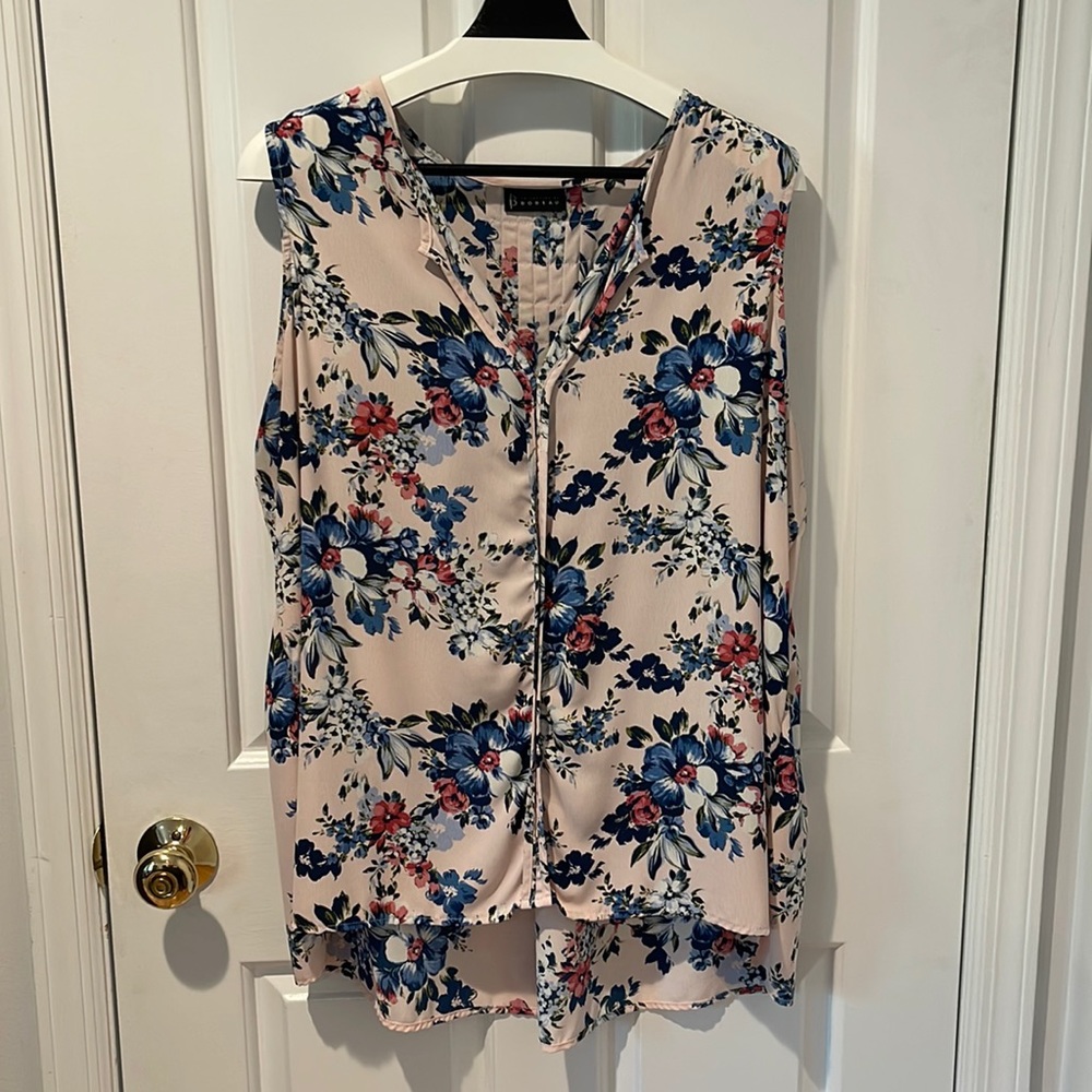 Bobeau pink and blue floral top 3X